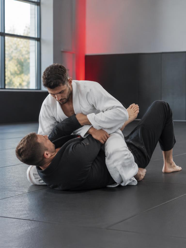 Two athletes drilling a controlled ground technique
